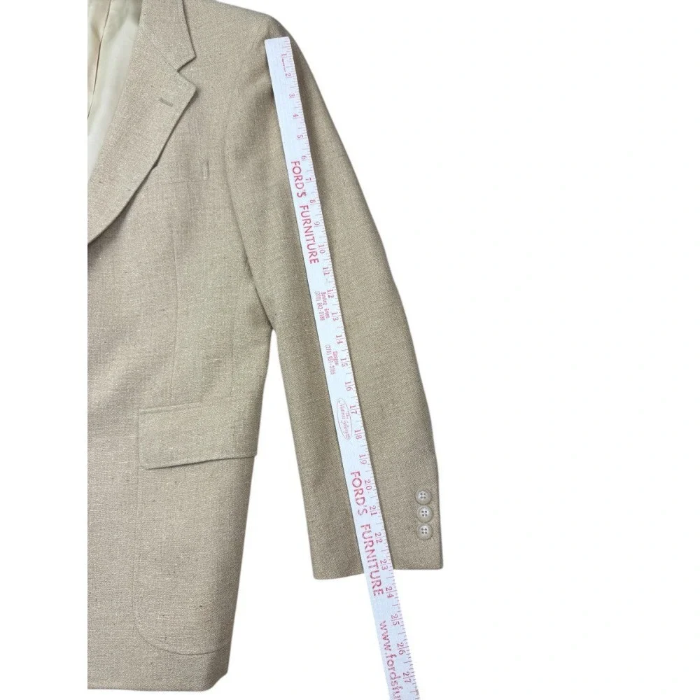 Vintage Cricketeer‎ Oatmeal Linen Silk Blend Blazer Men's 40R Union Made US